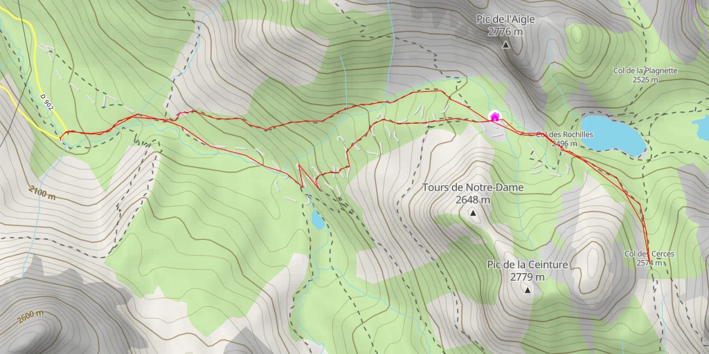 Map of the trail for Col des Cerces