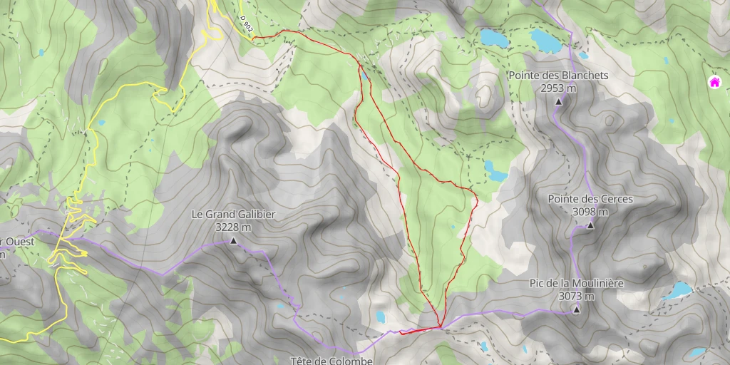 Map of the trail for Crête de la Ponsonnière - Le Monêtier-les-Bains