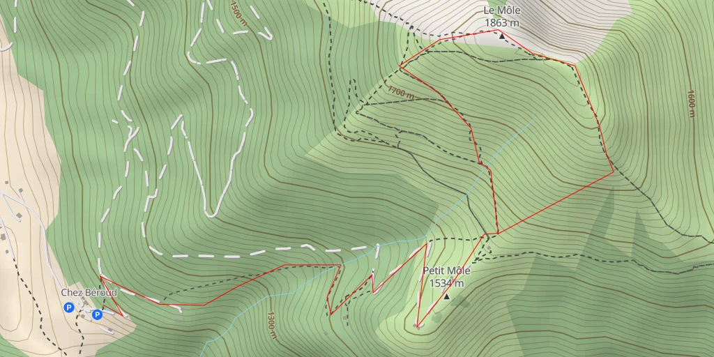 Map of the trail for Le Môle Voie normale