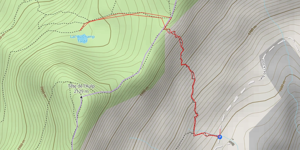 Carte de l'itinéraire :  Lac du Champ Tardif
