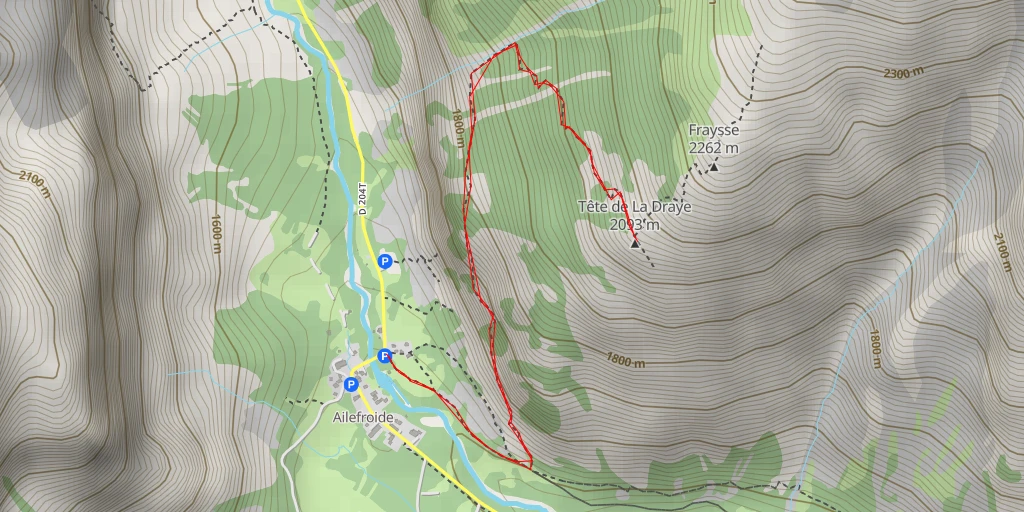 Map of the trail for Tête de La Draye