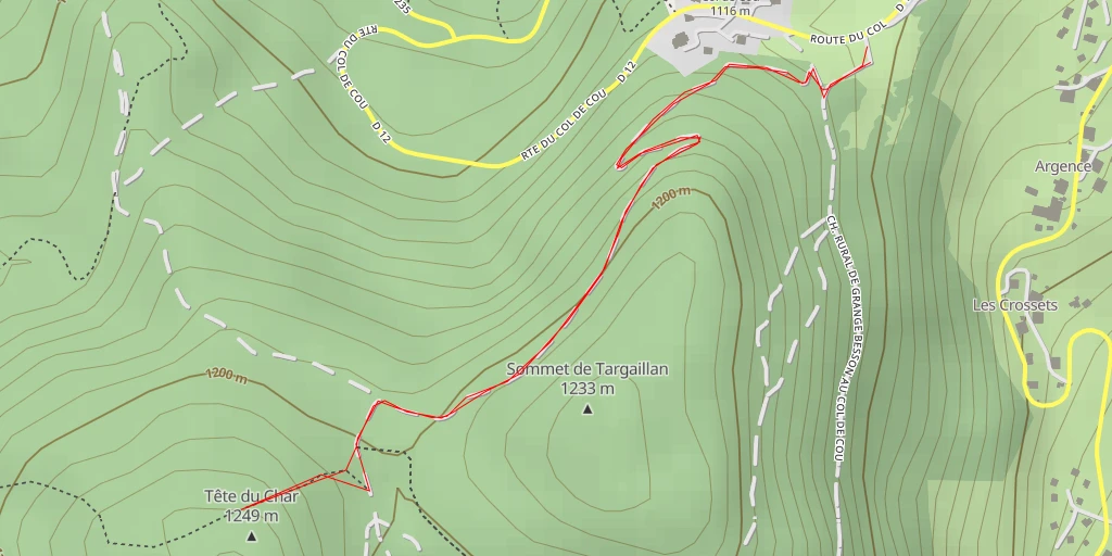 Map of the trail for Tête du Char