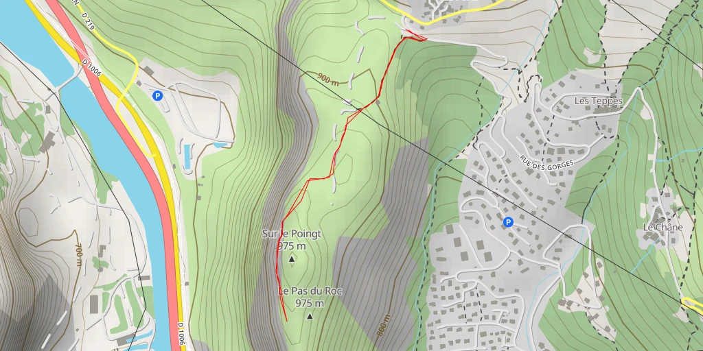 Map of the trail for Le Pas du Roc