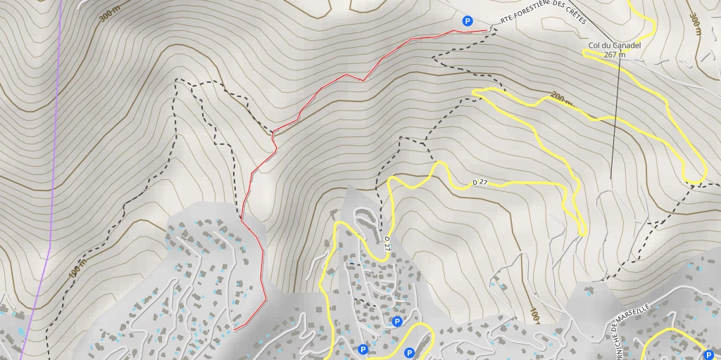 Map of the trail for Route Forestière des Crêtes