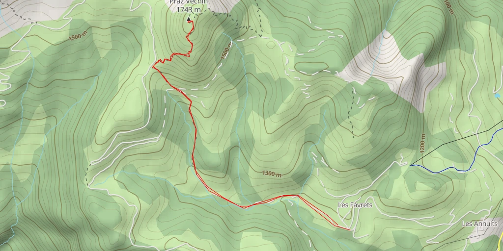 Map of the trail for Praz Véchin