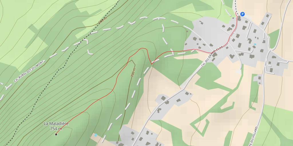 Map of the trail for La Maladière