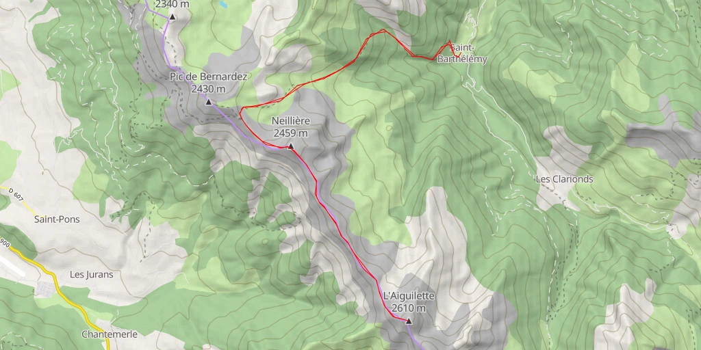 Map of the trail for L'Aiguilette