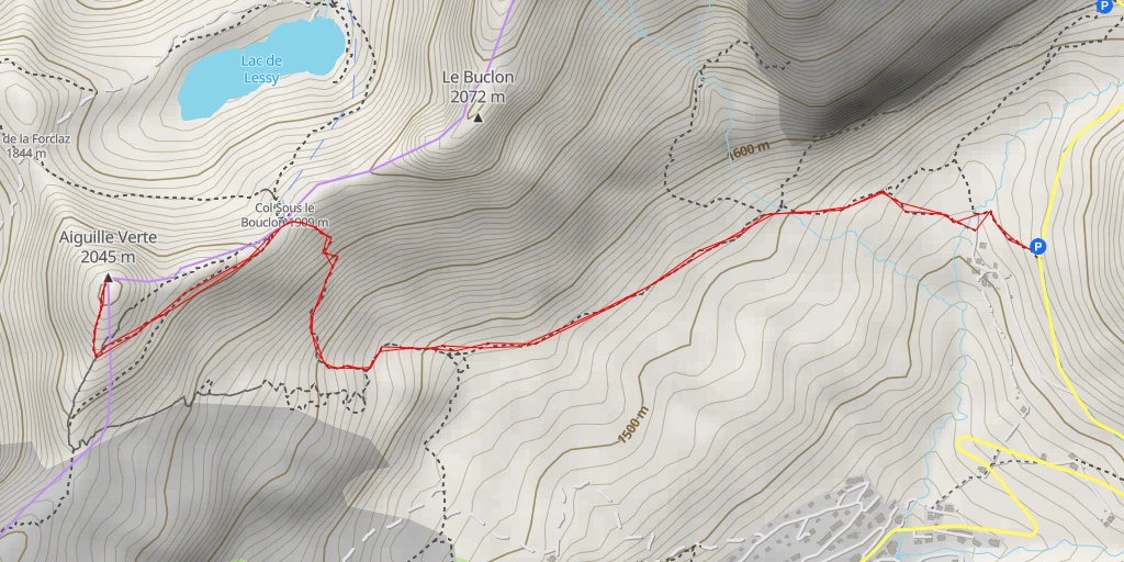 Map of the trail for Aiguille Verte