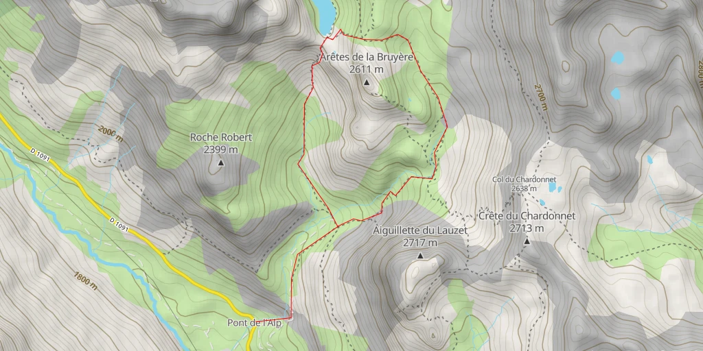 Map of the trail for Grand Lac du Monêtier Tour des arêtes de la Bruyère