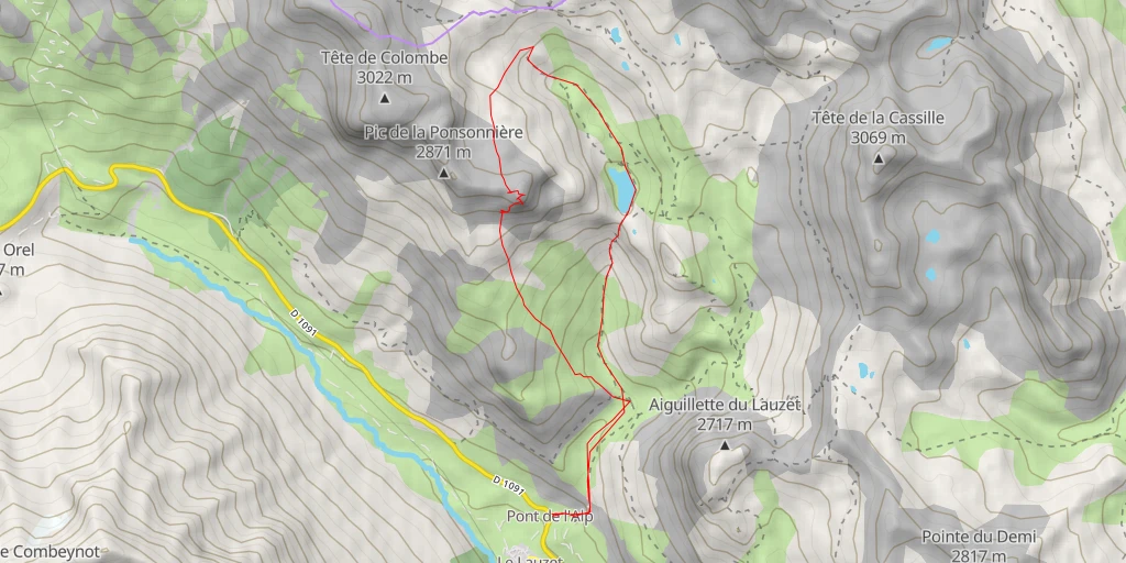 Map of the trail for Roche Colombe Arête SW