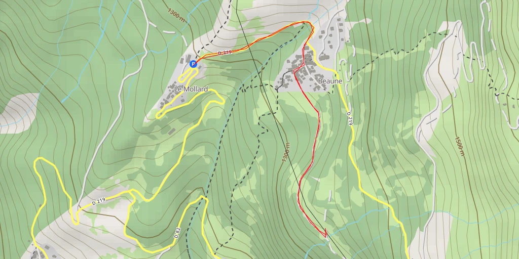 Map of the trail for Route de Beau Plan - Route de Beau Plan