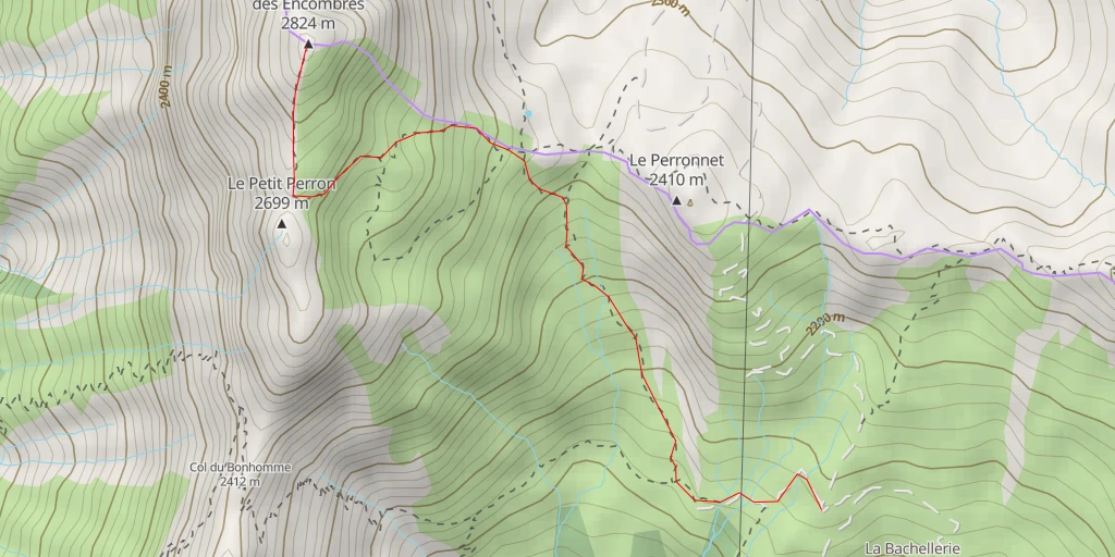 Map of the trail for Grand Perron des Encombres