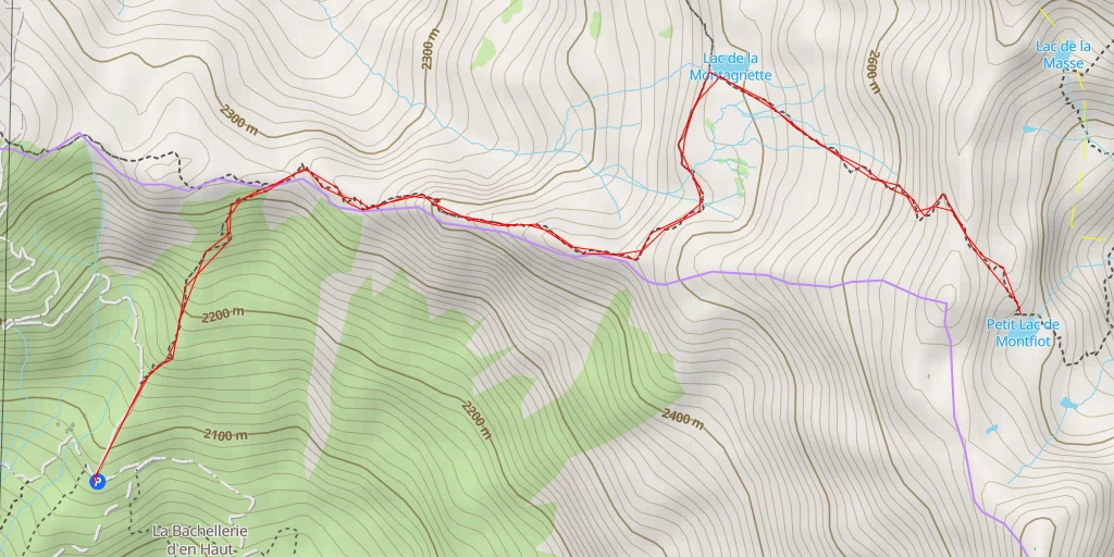 Map of the trail for Petit Lac de Montfiot