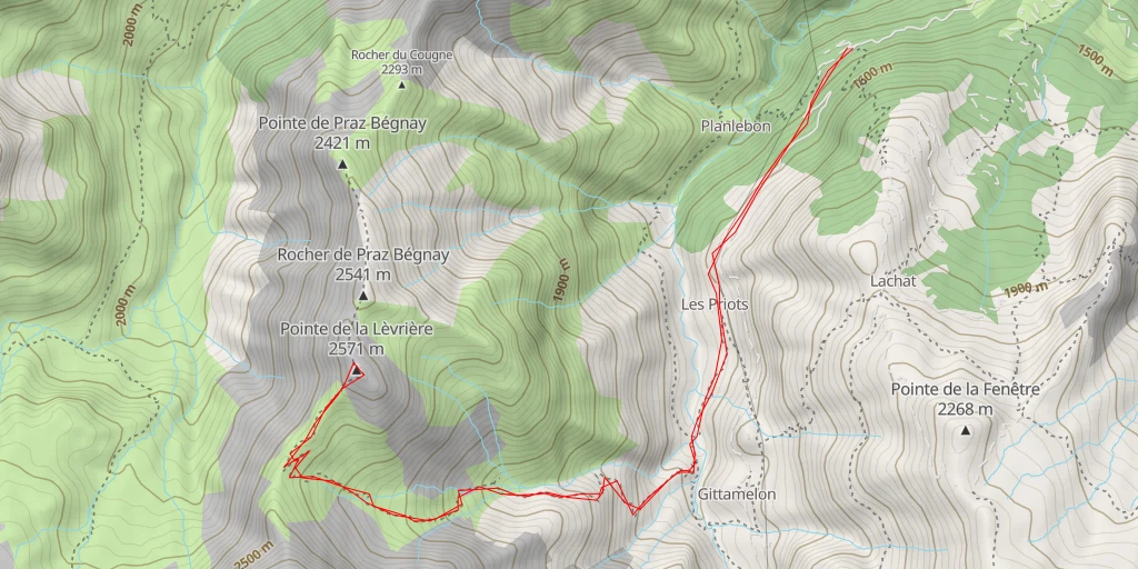 Map of the trail for Pointe de la Lèvrière