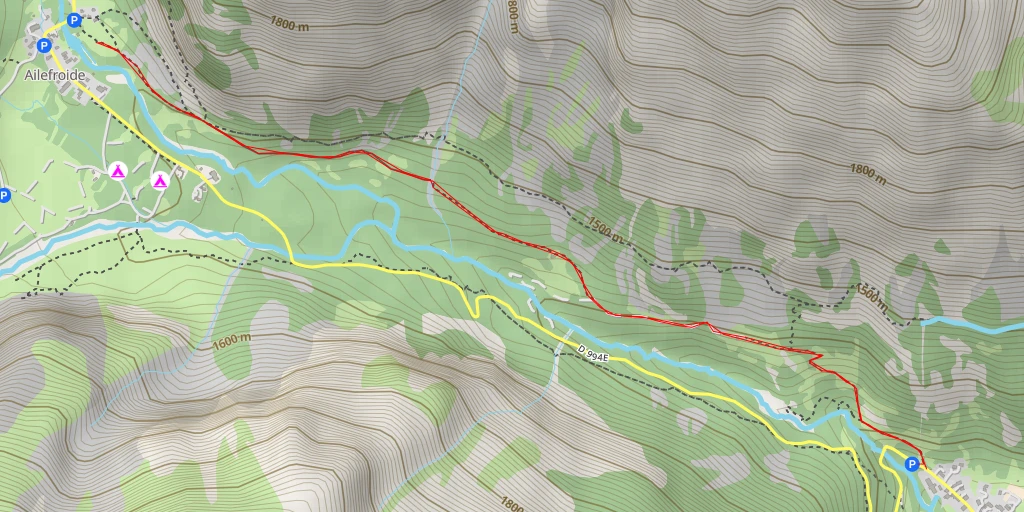 Map of the trail for Route d'Ailefroide - Vallouise-Pelvoux