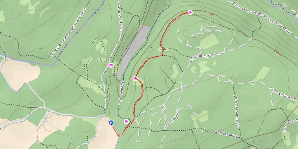 Carte de l'itinéraire :  Sentier du tour du Châtillon - La Sarraz