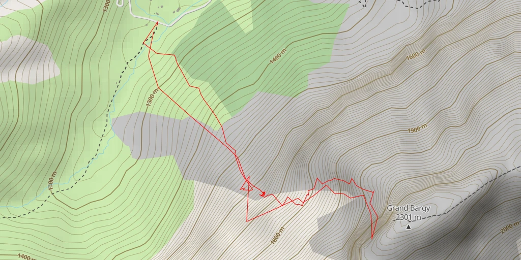 Map of the trail for Grand Bargy Couloir Cheneau Rosset
