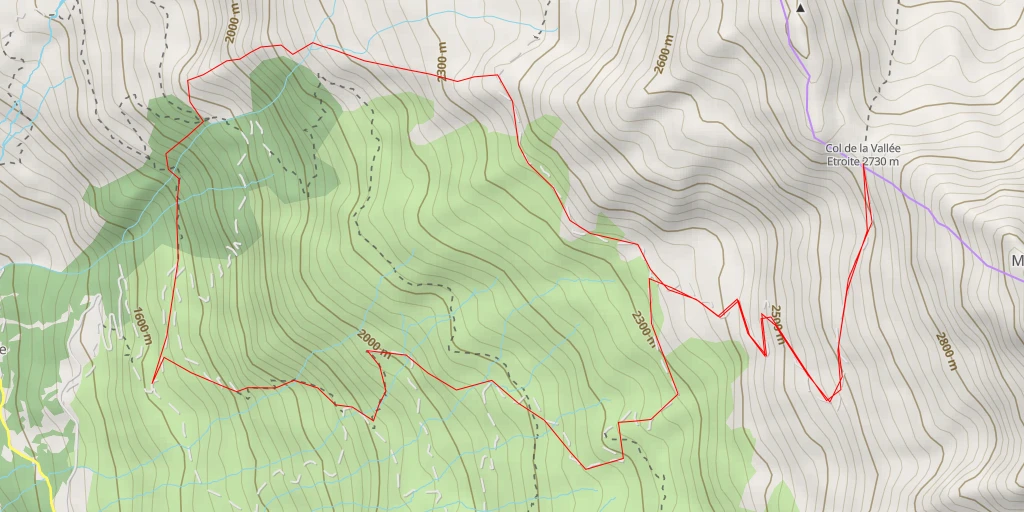 Map of the trail for Col de la Vallée Étroite