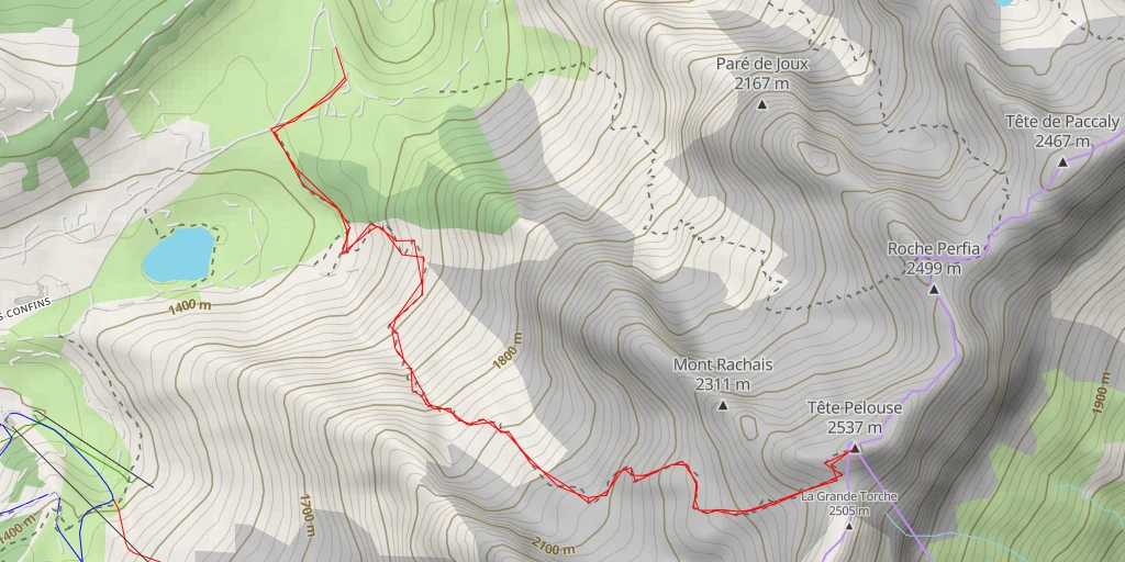 Map of the trail for Tête Pelouse