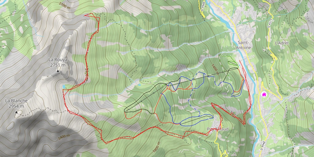 Map of the trail for Belvédère des 3 refuges