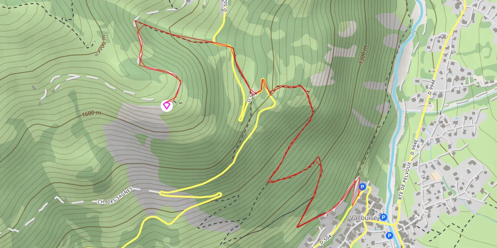 Map of the trail for Décollage de Puy Aillaud (S)