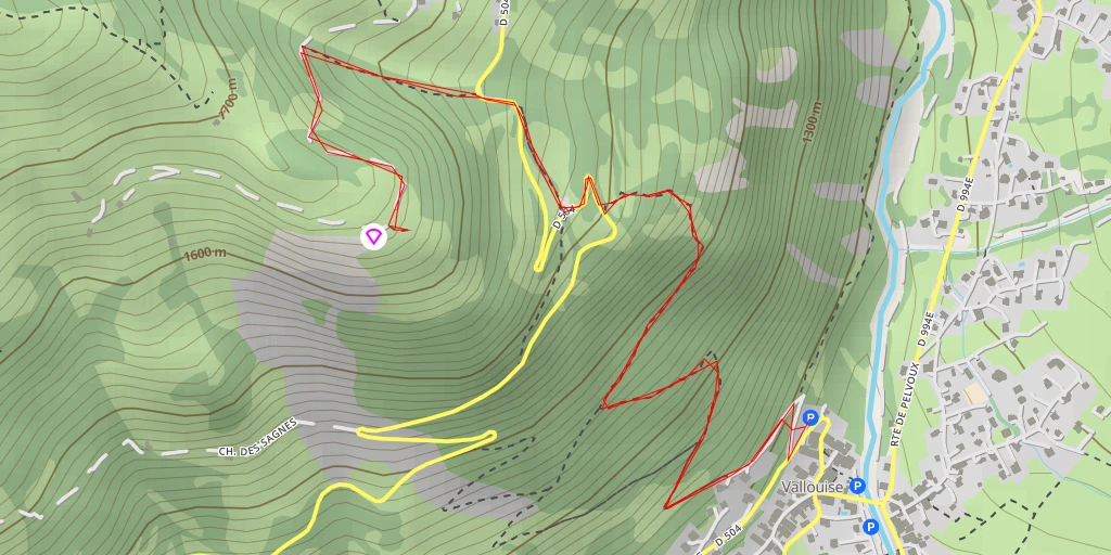 Map of the trail for Décollage de Puy Aillaud (SE)