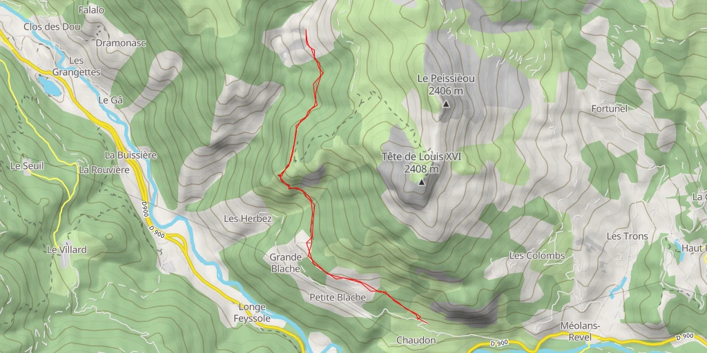 Map of the trail for Chemin des Touisses - Chemin des Touisses