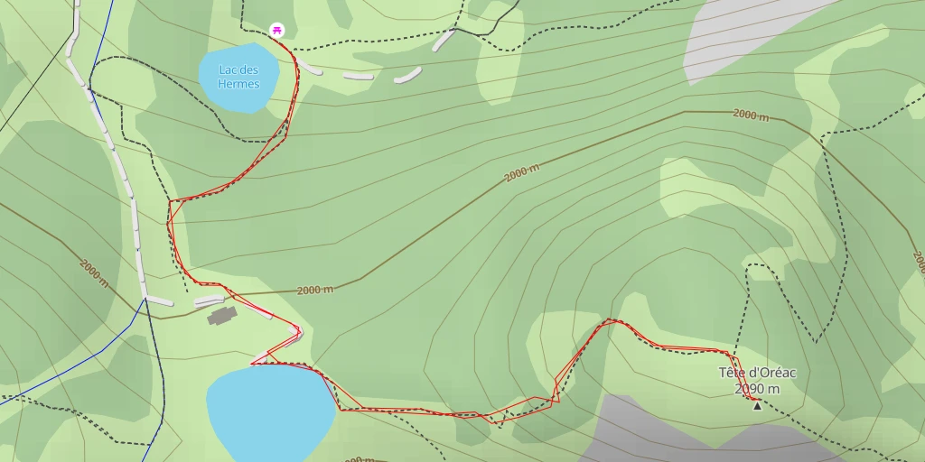 Map of the trail for Tête d'Oréac