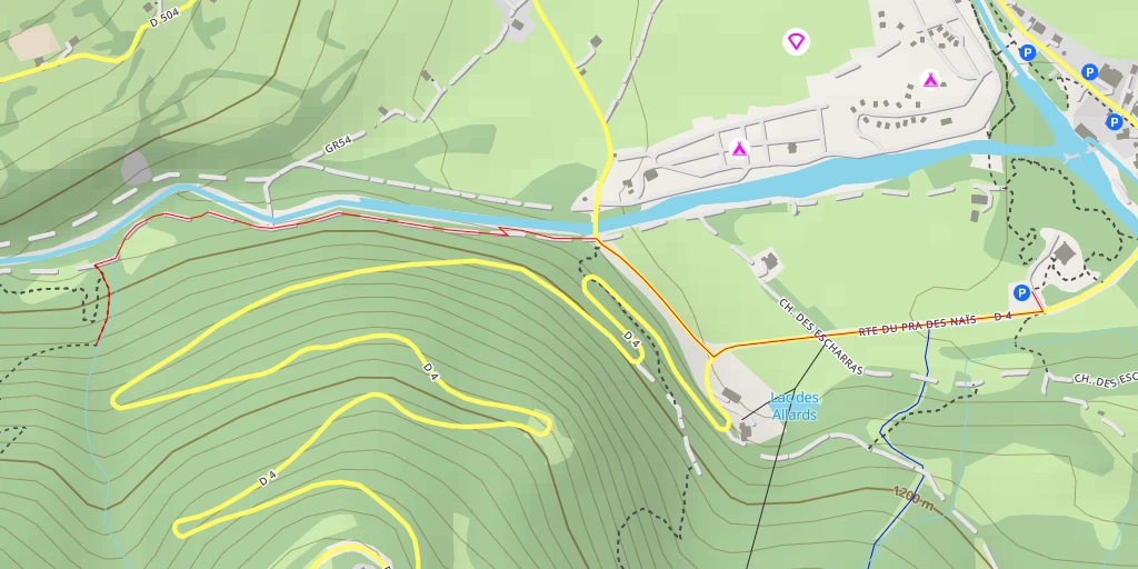 Map of the trail for Cascade de la Pisette