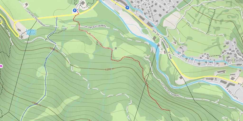 Map of the trail for Chemin des Escharras - Chemin des Escharras - Vallouise-Pelvoux