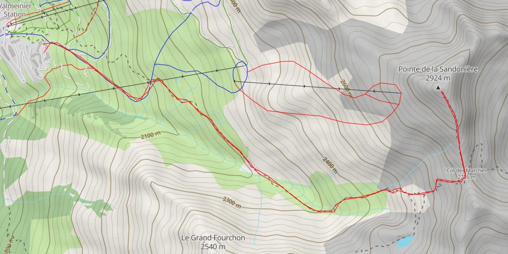 Map of the trail for Pointe de la Sandonière