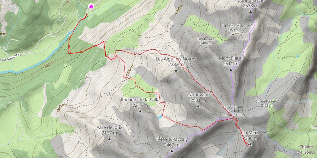 Map of the trail for La Miaz
