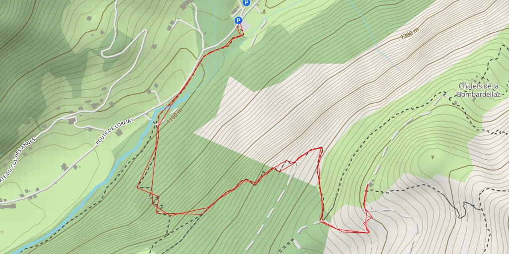 Map of the trail for Refuge de la Bomabardellaz