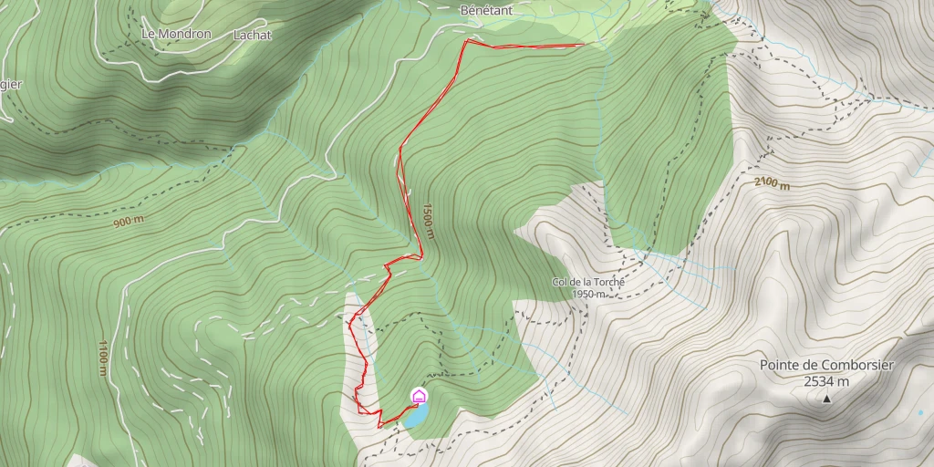 Map of the trail for Lac des Cornaches