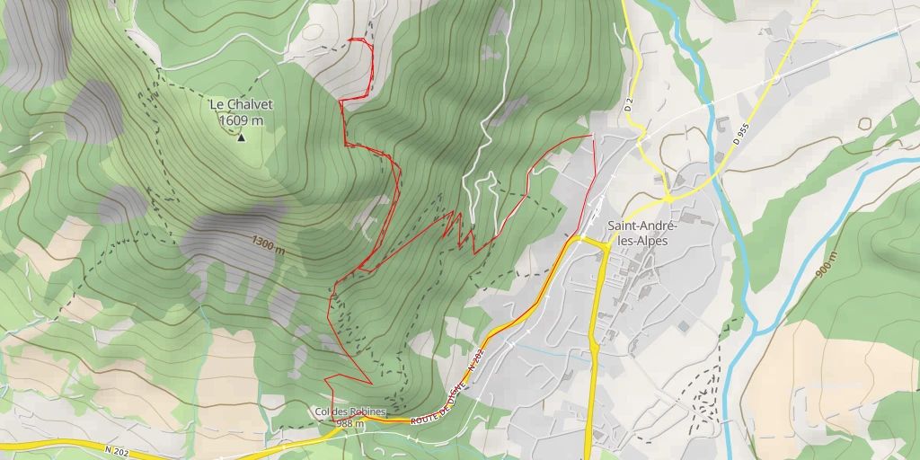 Map of the trail for Décollage Chalvet Est