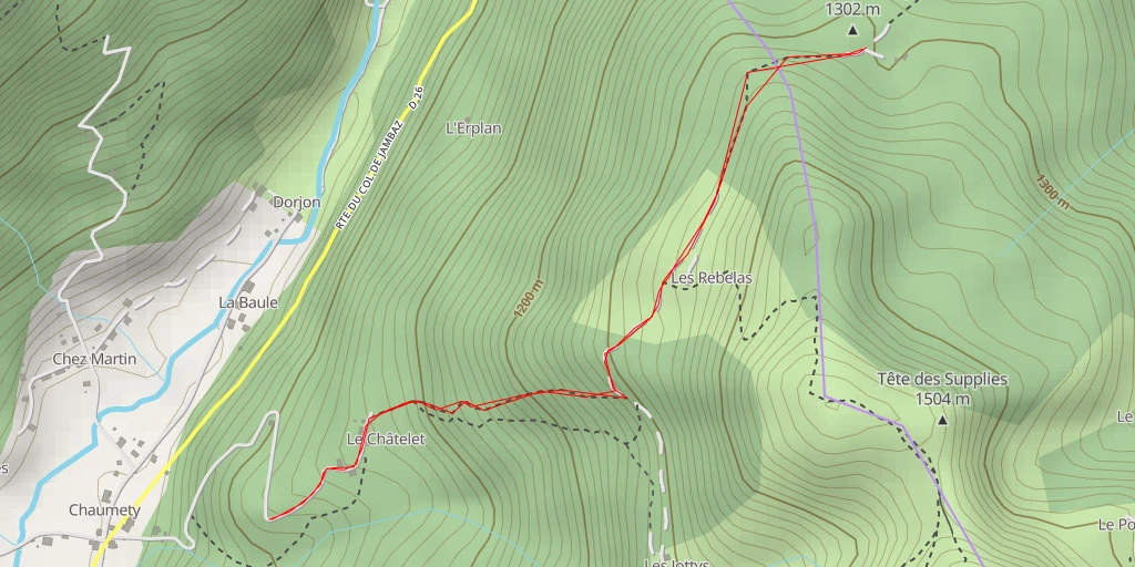 Map of the trail for Tête des Brottey