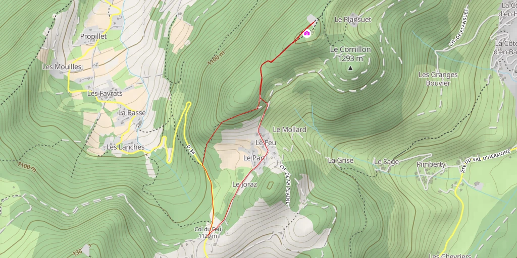 Map of the trail for Décollage FFVL La Chapelle d'Hermone