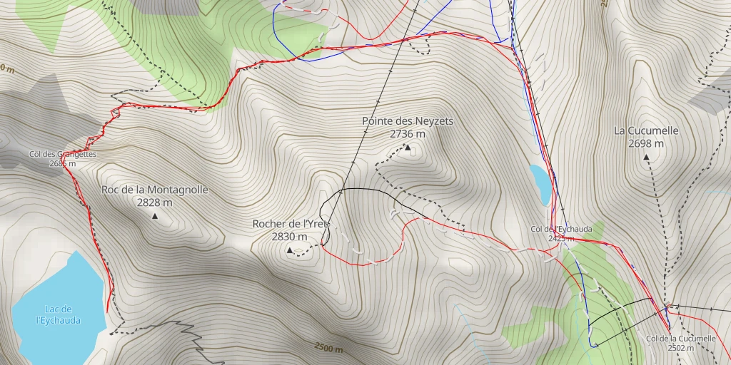 Map of the trail for Lac de l'Eychauda