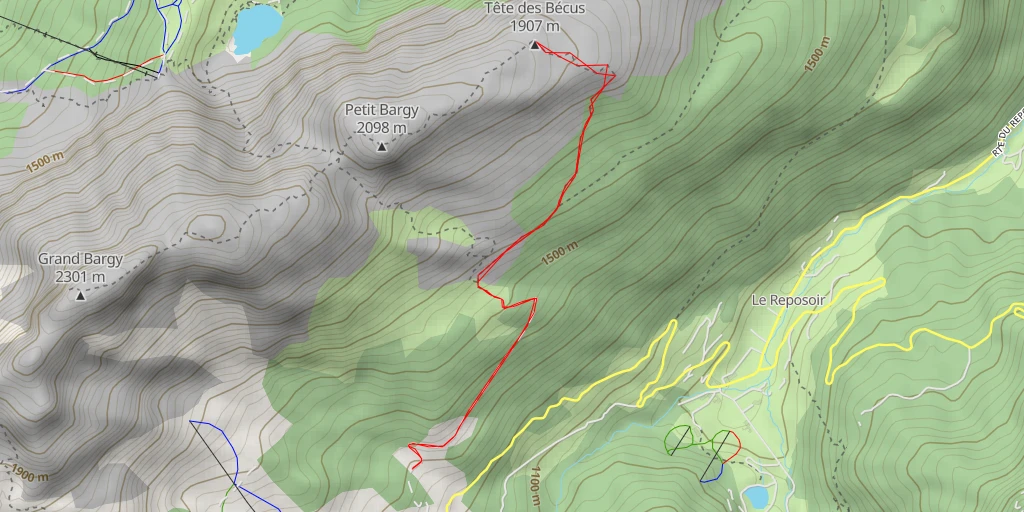 Map of the trail for Tête des Bécus