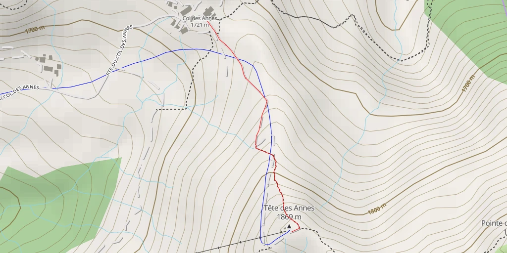 Map of the trail for Tête des Annes