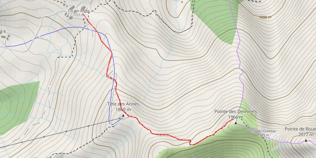 Map of the trail for Pointe des Delevrets