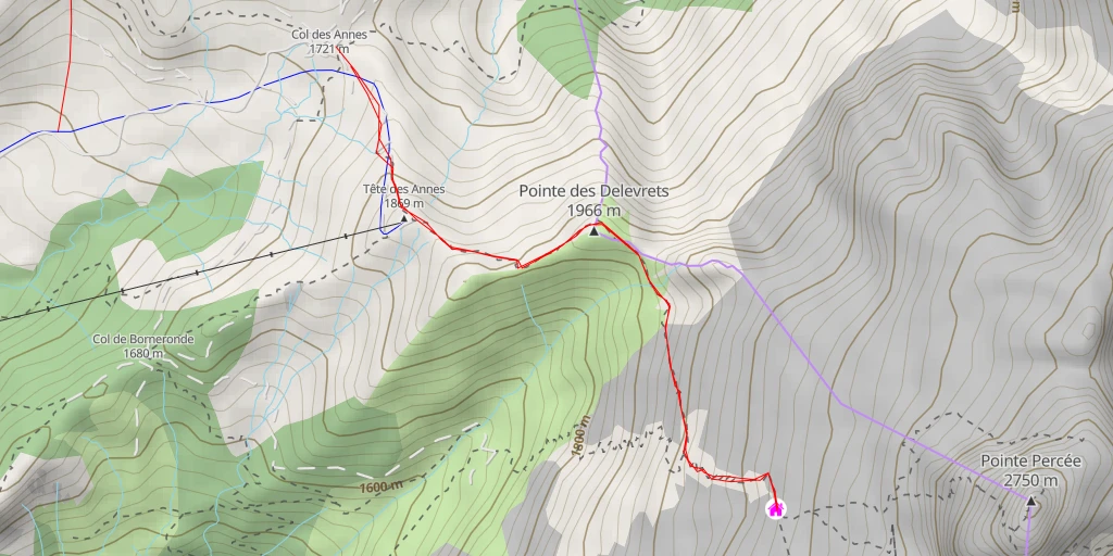 Map of the trail for Refuge de la Pointe Percée - Gramusset