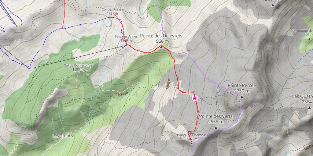 Map of the trail for Pointe de Chombas