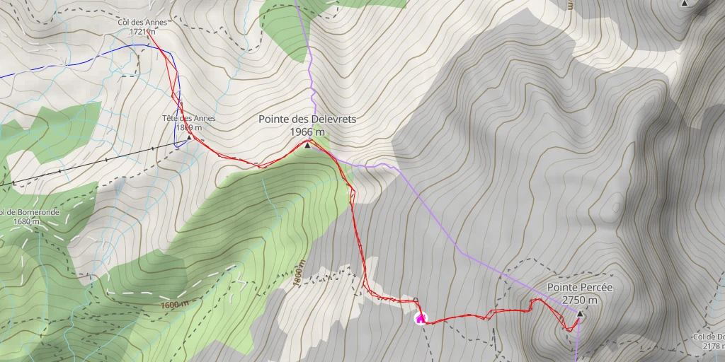 Map of the trail for Pointe Percée