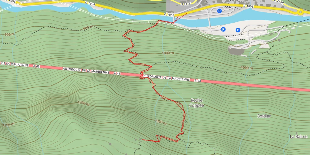 Map of the trail for Sentier de la Falconnière