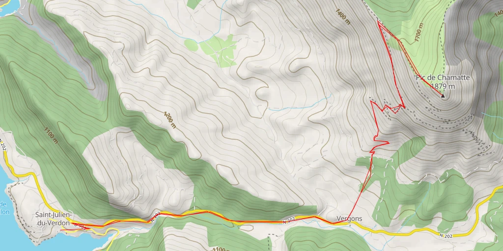 Map of the trail for Pic de Chamatte