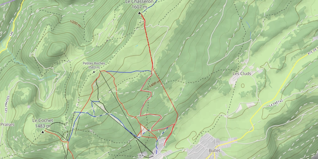 Map of the trail for Chasseron Depuis les Rasses