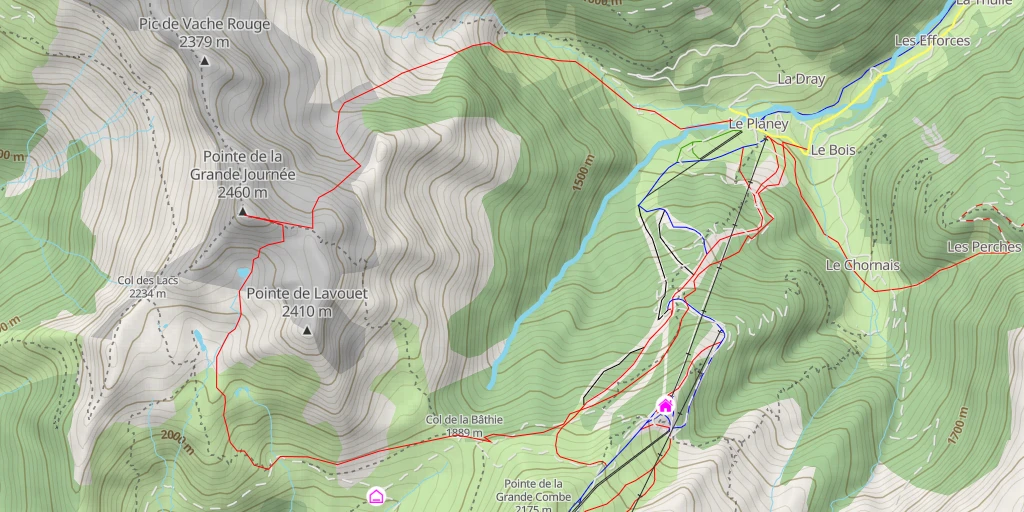 Map of the trail for Pointe de la Grande Journée Traversée S >> N