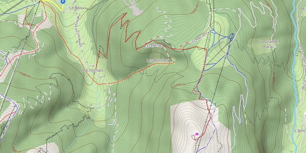 Map of the trail for Tête de Cuvy