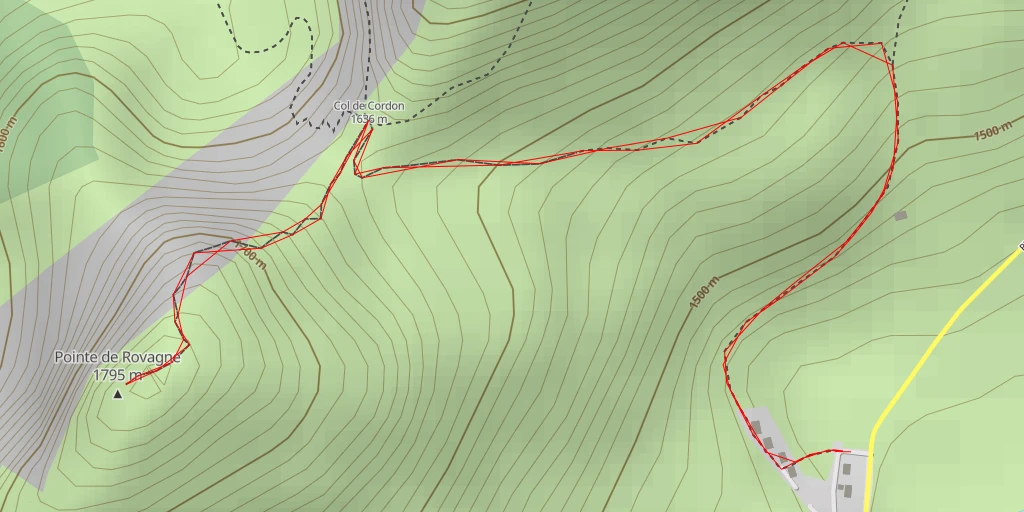 Map of the trail for Pointe de Rovagne